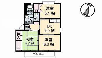 シャーメゾン大福A(3DK/2階)の間取り写真
