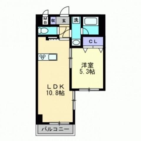 エスコパークヒルズ問屋町(1LDK/5階)の間取り写真