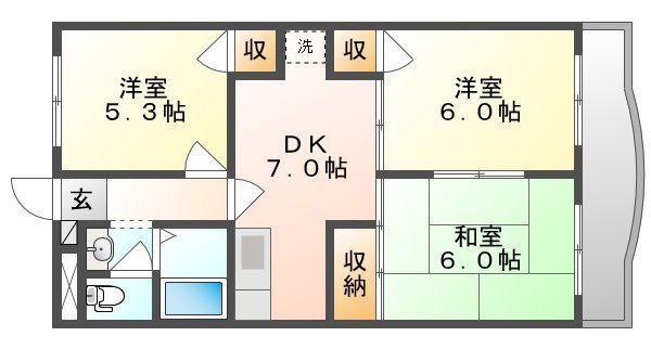 プロムナード洲崎1(3DK/1階)の間取り写真