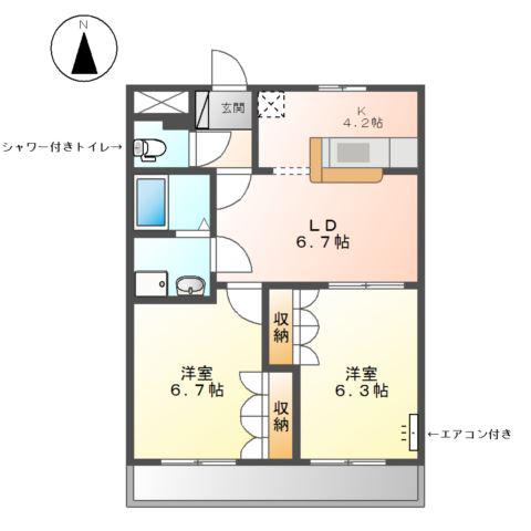 VIVAT中野(2LDK/2階)の間取り写真
