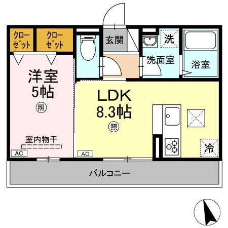 ニュー竜操(1LDK/1階)の間取り写真