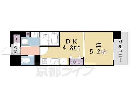 アスヴェル京都四条西院(1DK/4階)の間取り写真