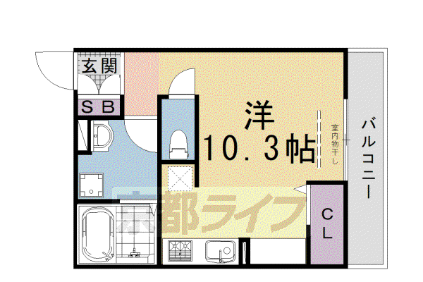 京阪電気鉄道京阪線 清水五条駅 徒歩9分 3階建 築4年(ワンルーム/2階)の間取り写真