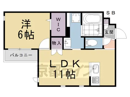 京都市烏丸線 北大路駅 徒歩9分 4階建 築4年(1LDK/2階)の間取り写真