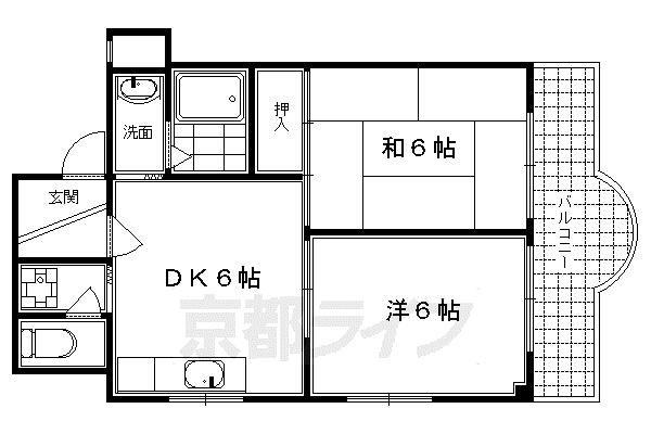 京阪電気鉄道京阪線 清水五条駅 徒歩4分 6階建 築41年(2DK/6階)の間取り写真