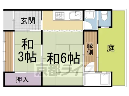 阪急電鉄京都線 西院駅(阪急) 徒歩8分 1階建 築59年(2K)の間取り写真