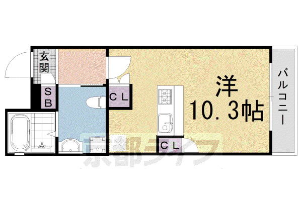 京阪電気鉄道京阪線 清水五条駅 徒歩13分 3階建 築4年(ワンルーム/3階)の間取り写真