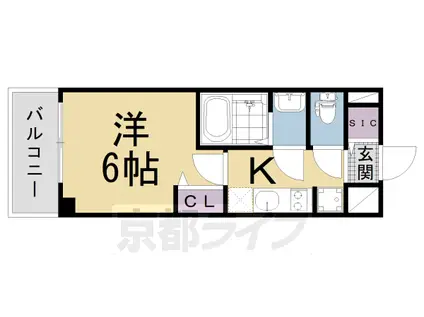 東海道本線 西大路駅 徒歩10分 7階建 築3年(1K/5階)の間取り写真