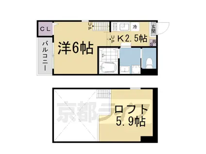 ハーモニーテラスMILETⅡ(1K/2階)の間取り写真