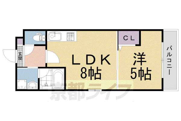 京阪電気鉄道京阪線 丹波橋駅 徒歩14分 3階建 築4年(1LDK/3階)の間取り写真