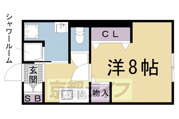 叡山電鉄 元田中駅 徒歩1分 2階建 築44年(1K/1階)の間取り写真
