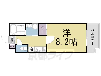 奈良線 JR藤森駅 徒歩1分 2階建 築3年(1K/1階)の間取り写真