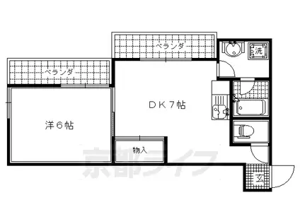 京都市烏丸線 北山駅(京都) 徒歩12分 5階建 築40年(1DK/2階)の間取り写真