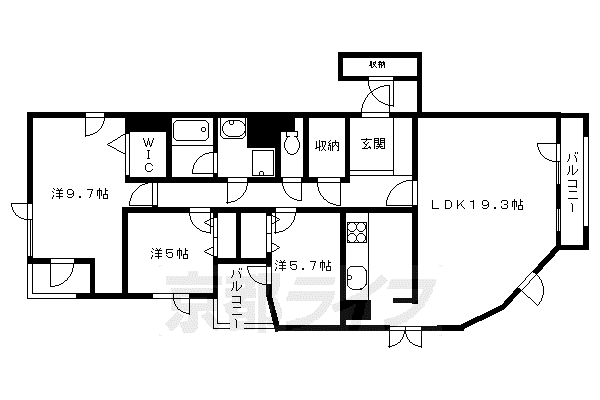 京阪電気鉄道鴨東線 出町柳駅 徒歩23分 3階建 築34年(3LDK/2階)の間取り写真