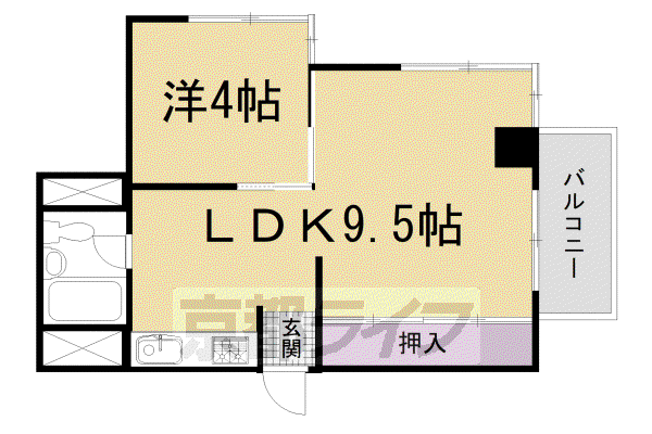 京阪電気鉄道鴨東線 神宮丸太町駅 徒歩8分 8階建 築53年(1LDK/8階)の間取り写真