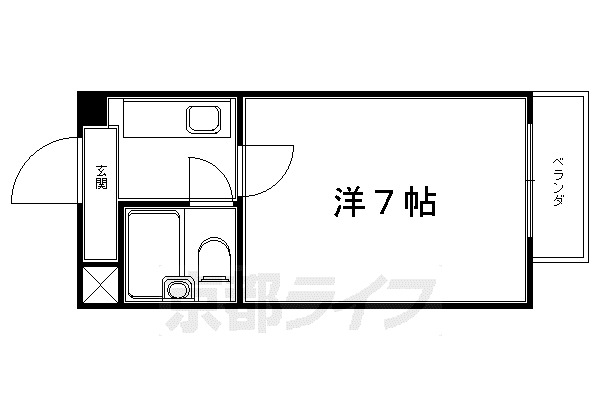叡山電鉄 二軒茶屋駅(京都) 徒歩2分 4階建 築37年(1K/3階)の間取り写真