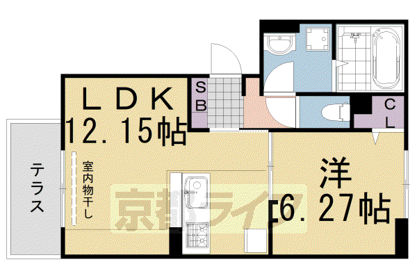 阪急電鉄京都線 桂駅 徒歩14分 3階建 築4年(1LDK/1階)の間取り写真