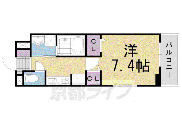 東海道本線 長岡京駅 徒歩15分 3階建 築4年(1K/1階)の間取り写真