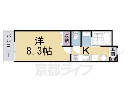 東海道本線 西大路駅 徒歩3分 3階建 築3年(1K/2階)の間取り写真