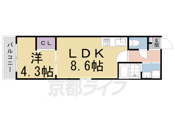 ブランドールO&M(1LDK/1階)の間取り写真