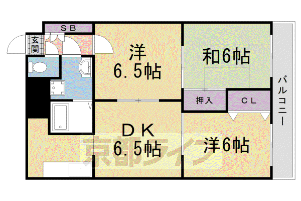 阪急電鉄京都線 西院駅(阪急) 徒歩8分 4階建 築37年(3DK/3階)の間取り写真