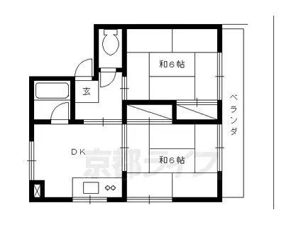 ハイツ嵯峨野(2DK/3階)の間取り写真
