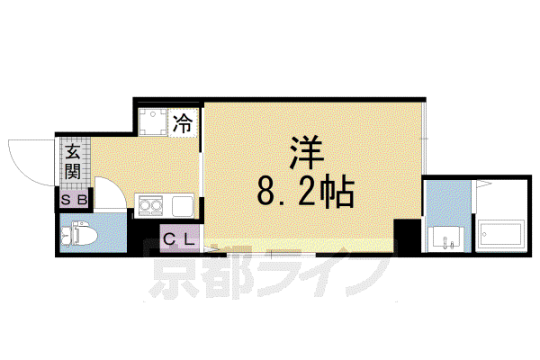 京都市烏丸線 丸太町駅(京都市営) 徒歩10分 5階建 築4年(1K/1階)の間取り写真