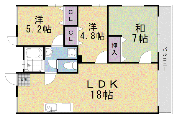 阪急電鉄京都線 西京極駅 徒歩10分 8階建 築51年(3LDK/8階)の間取り写真