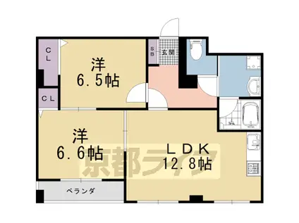 阪急電鉄京都線 西院駅(阪急) 徒歩4分 10階建 築55年(2LDK/5階)の間取り写真