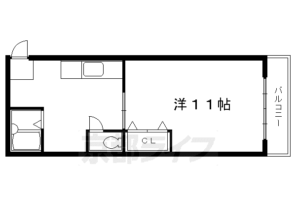 阪急電鉄京都線 西院駅(阪急) 徒歩5分 7階建 築54年(1K/2階)の間取り写真