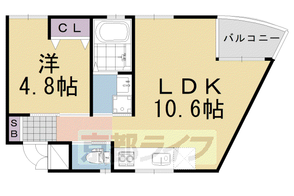 阪急電鉄京都線 西向日駅 徒歩5分 2階建 築4年(1LDK/2階)の間取り写真