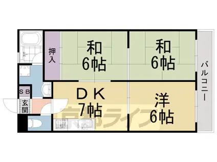 阪急電鉄京都線 西院駅(阪急) 徒歩10分 10階建 築47年(3DK/3階)の間取り写真