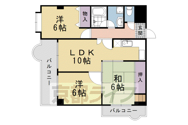山陰本線 嵯峨嵐山駅 徒歩10分 7階建 築39年(3LDK/1階)の間取り写真