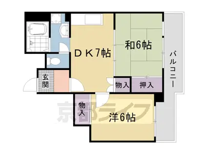 阪急電鉄京都線 西院駅(阪急) 徒歩13分 10階建 築38年(2DK/5階)の間取り写真