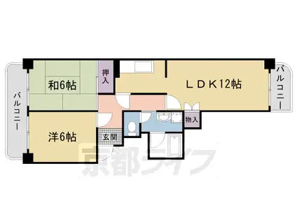 阪急電鉄京都線 西院駅(阪急) 徒歩13分 10階建 築39年(2LDK/5階)の間取り写真