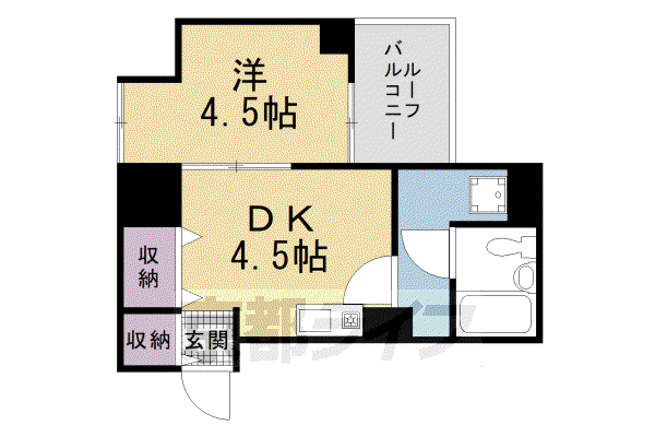 エスポワール西京極(1DK/5階)の間取り写真
