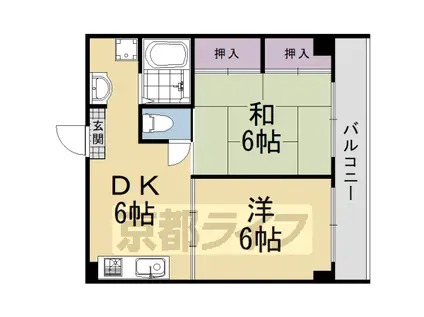 アーバン四条梅の宮(2DK/4階)の間取り写真