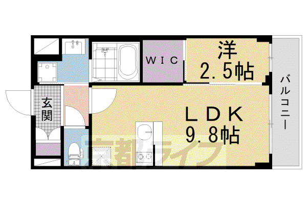 ソルテラス京都東寺HOMARE(1LDK/4階)の間取り写真