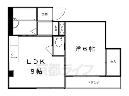 阪急電鉄京都線 西院駅(阪急) 徒歩7分 4階建 築38年(1DK/4階)の間取り写真