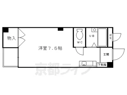 阪急電鉄京都線 西京極駅 徒歩4分 3階建 築33年(1K/2階)の間取り写真