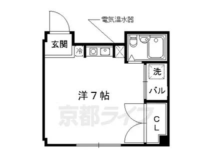 阪急電鉄京都線 西京極駅 徒歩4分 3階建 築33年(ワンルーム/3階)の間取り写真