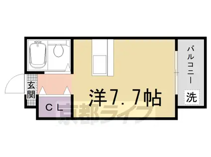 阪急電鉄京都線 西院駅(阪急) 徒歩3分 5階建 築37年(ワンルーム/2階)の間取り写真