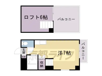 山陰本線 花園駅(京都) 徒歩12分 5階建 築37年(2K/4階)の間取り写真