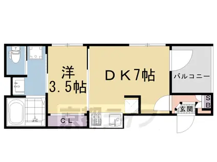 京阪電気鉄道京阪線 東福寺駅 徒歩9分 3階建 築4年(1DK/1階)の間取り写真