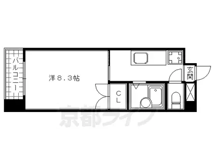 京都市東西線 京都市役所前駅 徒歩5分 5階建 築38年(1K/3階)の間取り写真