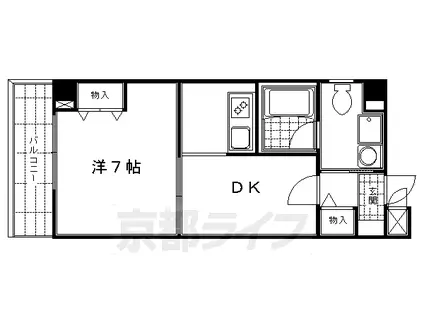 京都市烏丸線 四条駅(京都市営) 徒歩5分 5階建 築36年(1DK/4階)の間取り写真