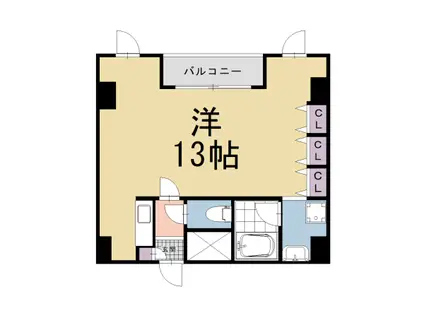 京都市烏丸線 烏丸御池駅 徒歩5分 11階建 築37年(1K/8階)の間取り写真