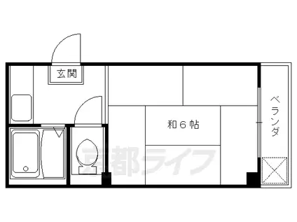 山陰本線 嵯峨嵐山駅 徒歩12分 3階建 築43年(1K/3階)の間取り写真