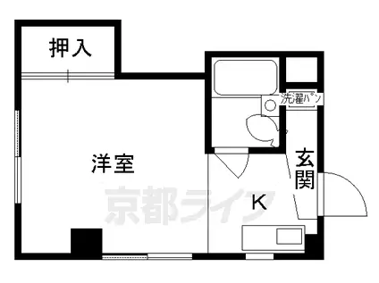 京都市東西線 太秦天神川駅 徒歩5分 4階建 築35年(1K/3階)の間取り写真