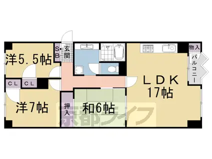 阪急電鉄嵐山線 松尾大社駅 徒歩10分 11階建 築48年(3LDK/3階)の間取り写真